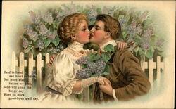 A Young Man Kissing a Young Lady Postcard