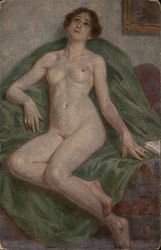 Nude Woman on Sofa Women Postcard Postcard