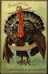 Thanksgiving Day - "I'm a firm believer in self-protection" Postcard