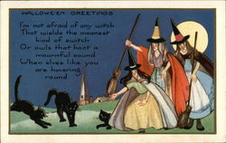 Halloween Greetings, I'm Not Afraid of any Witch That Wields the Meanest Kind of Switch Postcard