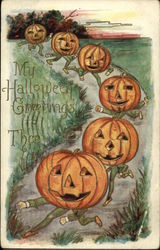 My Halloween Greetings to Thee with Jack O'Lanterns Postcard Postcard