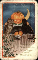 To Who-oo! To Who-oo! To You To You a Jolly Halloween Postcard