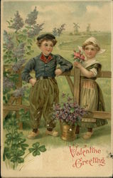 Valentine Greeting Children Postcard Postcard