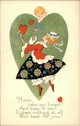 Here Take my Heart! And keep it too! It Does Nothing at all But Beat for you! Women Postcard Postcard