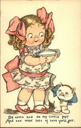 Oh Come and be my Little Pet and See What Lots of Love You'll Get Cats Grace Wiederseim Postcard Postcard