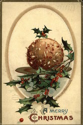 Christmas Meatball and Holly Sprig Postcard
