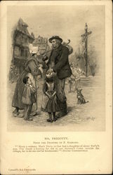 Scene From David Copperfield - Mr. Feggoty Greeting Family With Christ on Cross Postcard