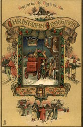 Christmas Greetings, Ring out the Old. Ring in the New Postcard