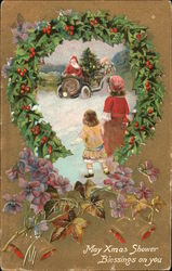 May Xmas Shower Blessings on You Santa Claus Postcard Postcard
