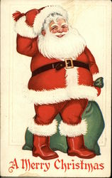 A Merry Christmas with Santa and Bag Santa Claus Postcard Postcard