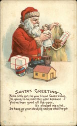 Santa's Greeting, Hello, Little Girl, I'm your Friend Santa Claus Postcard