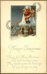 Santa with Binoculars on a Belfry Postcard