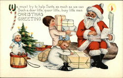 Children Helping Santa with Packages Postcard