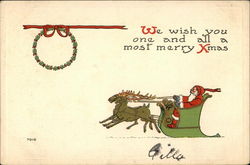 We Wish you one and All a Most Merry Xmas Postcard