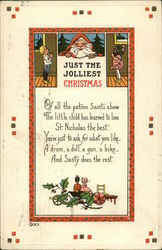 Just the Jolliest Christmas, Of all the Patron Saints Above the Little Child has Learned to Love Postcard