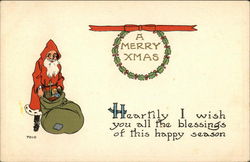A Merry Xmas, Heartily I Wish you all the Blessings of This Happy Season Postcard
