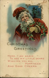 Christmas Greetings, Here I am Again to see my Little Dears Wishing you all Happiness and Good Cheer Postcard
