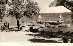 Main Piers, College Camp Lake Geneva, WI Postcard Postcard