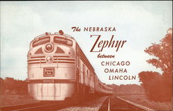 The Nebraska Zephyr Between Chicago, Omaha, Lincoln Trains, Railroad Postcard Postcard