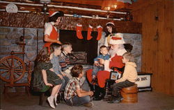 Young Guests Chatting with Santa, Santa's Workshop North Pole, NY Postcard Postcard