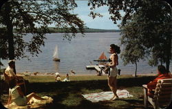 Swimming & Sailing on Beautiful Lake Wallenpaupack in the Scenic Pocono Mountains Greentown, PA Postcard Postcard