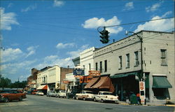 Street Scene of Buildings and Parking Postcard