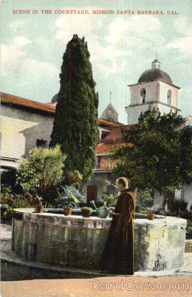 Scene In The Courtyard Santa Barbara California