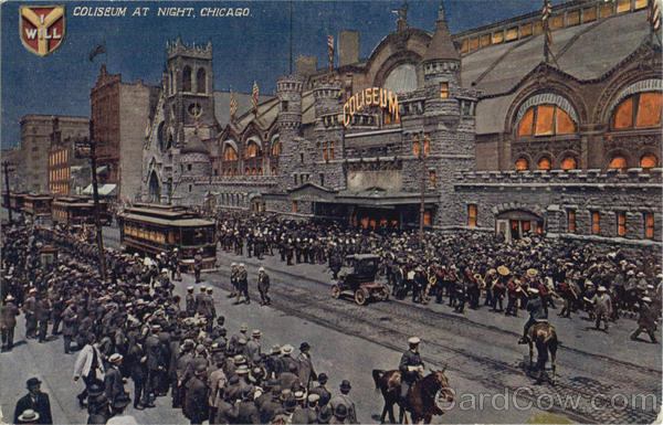 Coliseum At Night Chicago Illinois