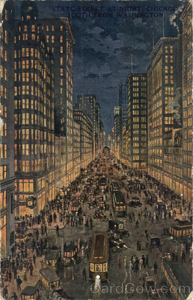 State Street At Night Chicago Illinois