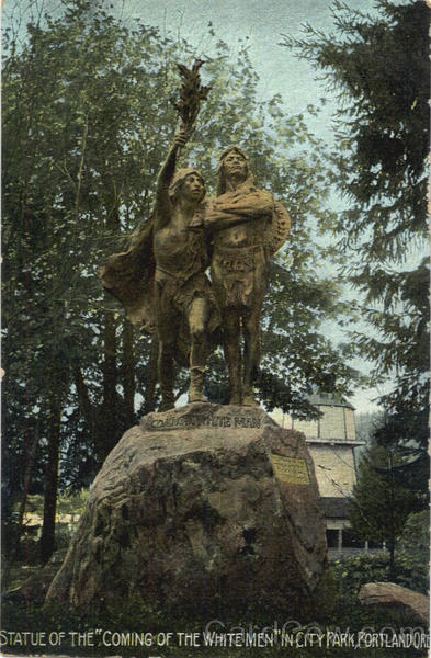 Statue Of The Coming Of The White Men In City Park Portland Oregon