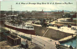View Of Brooklyn Navy Yard USS Indiana Postcard