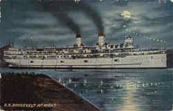 SS Roosevelt At Night Postcard