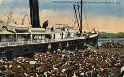 Steamer Brunswick Loading Cotton Postcard