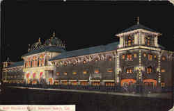 Bath House At Night Redondo Beach, CA Postcard Postcard