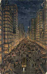 State Street At Night Postcard