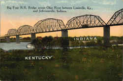 Big Four R.R. Bridge Across Ohio River Trains, Railroad Postcard Postcard