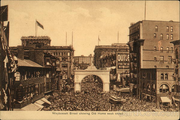 Webossett Street Showing Old Home Week Crowd Providence Rhode Island