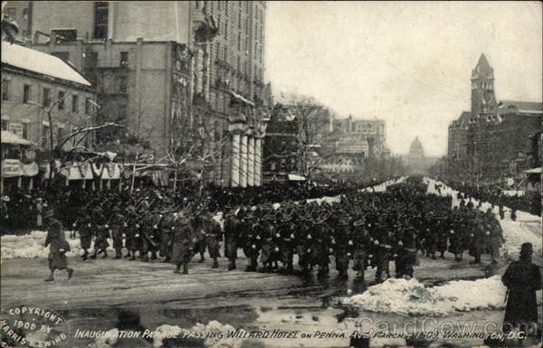 Taft - Inauguration Parade, Passing Willard Hotel on Penna. Ave Washington District of Columbia