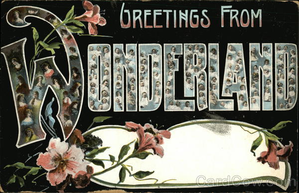 Greetings from Wonderland Boston Massachusetts Faces in Letters