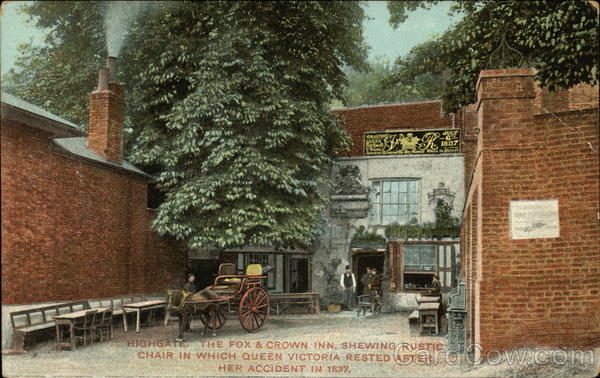 Highgate, The Fox & Crown Inn, Shewing Rustic Chair in Which Queen Victoria England