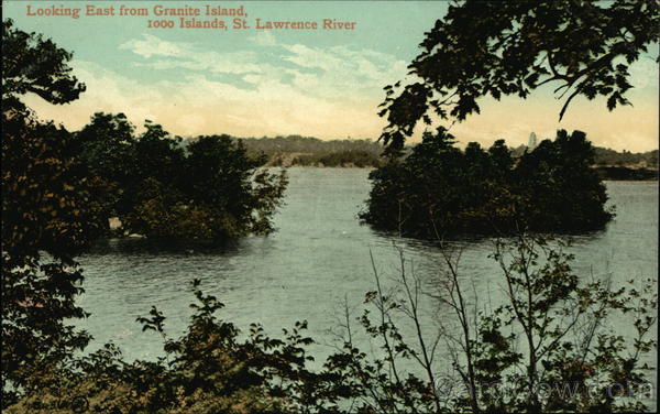 Looking East from Granite Island, 1000 Islands, St. Lawrence River Thousand Islands New York