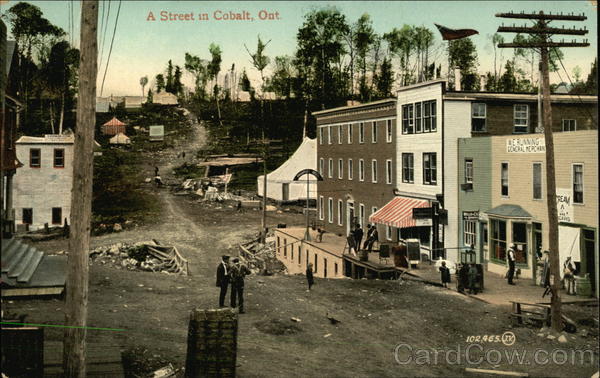 Street Scene with People and Shops Cobalt ON Canada