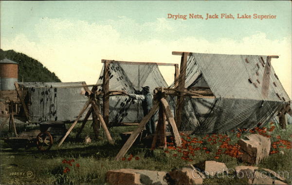 Drying Nets, Lake Superior Jack Fish ON Canada Ontario