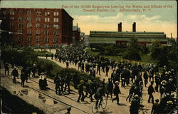 Part of the 15,000 Employees Leaving the Works and Offices of the General Electric Co Schenectady, NY Postcard Postcard