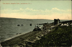 The Beach, Seaside Park Jamestown, RI Postcard Postcard