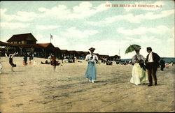 On the Beach at Newport Postcard