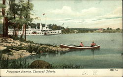 Picturesque America, Steamboat on River Postcard