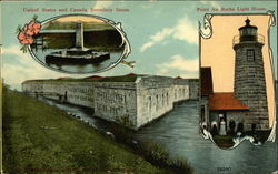 United States and Canada Boundary Stone, Point Au Roche Postcard