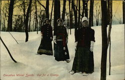 Three Women Wearing Snowshoes Postcard