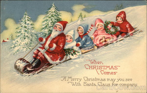 When Christmas Comes - Santa Sledding with Children